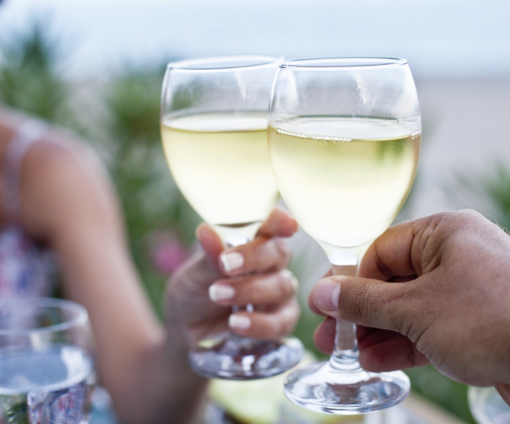 Toast for two to the sea during dinner.