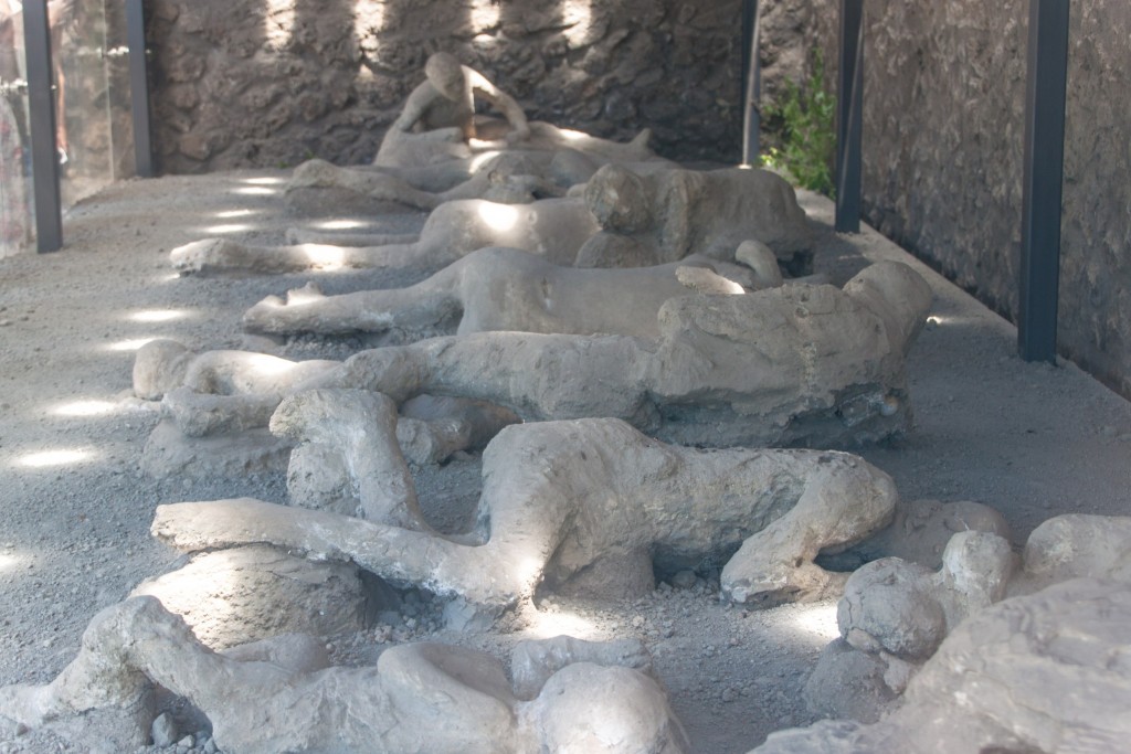 Plaster cast of the victims covered in ash, Pompeii
