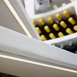 White Spiral Cellar, LED stair light close-up